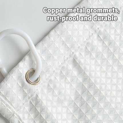 Cold White Waffle Shower Curtain Waterproof Bathroom Curtain Perforation Free