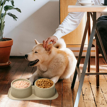 10pcs Cat Dog Bowl Double Round Bowl Angled Raised Feeder Food Water Dish Set