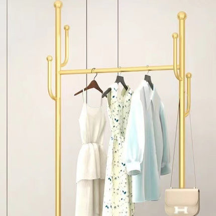 Home Floor Standing Movable Wheeled Hat Coat Rack Sturdy Durable Space Saving