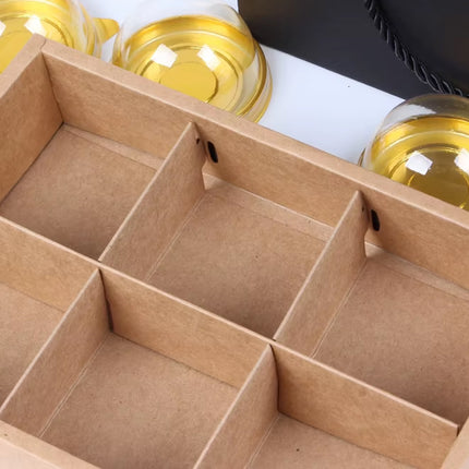 Kraft Paper Mooncake Gift Box 6 Compartment 50pcs Bakery Pastry Packaging Box