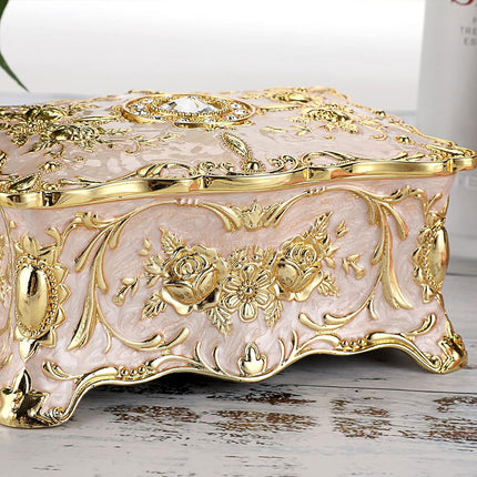 Retro Jewelry Box Trinket Organizer Alloy Crafts Ring Necklace Storage Box