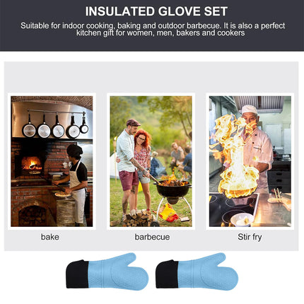 Kitchen Heat Resistant Gloves Pair Cooking Oven Mitts Baking BBQ Insulated Glove