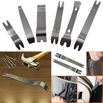 6pcs Pry Bar Tool Set Metal Dismantling Plate Fastener Remover For Car Repair