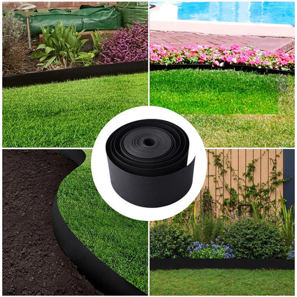 10m Garden Lawn Edging Border 10m Flexible PE Strip with Stakes Landscaping
