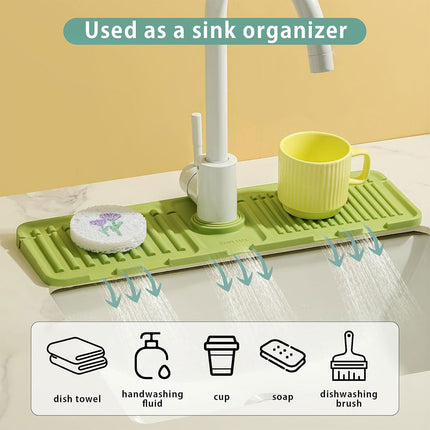 Faucet Draining Pad Narrow Sink Splash Guard Mat for Washbasin Water Catcher