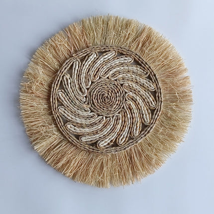 Grass Woven Wall Decor Bohemian Style Round Hanging For Bedroom Dining Room