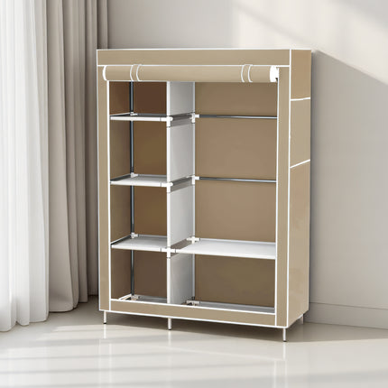 Portable Clothes Storage Cabinet Wardrobe Organizer Unit with Shelf Closet