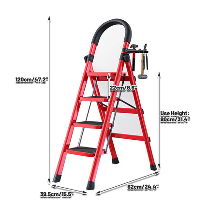 Folding Ladder 4 Step Carbon Steel Heavy Duty Ladder for Home Kitchen Garage Use