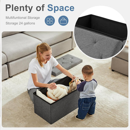 Multifunctional Living Room Storage Stool Large Capacity Foldable Space Saving