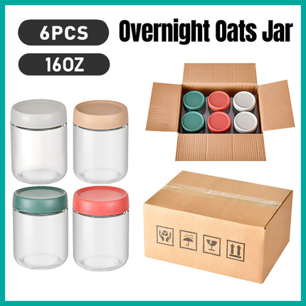 6PCS Glass Storage Can with Lids 16Oz Clear Leak-Proof for Kitchen Pantry Use