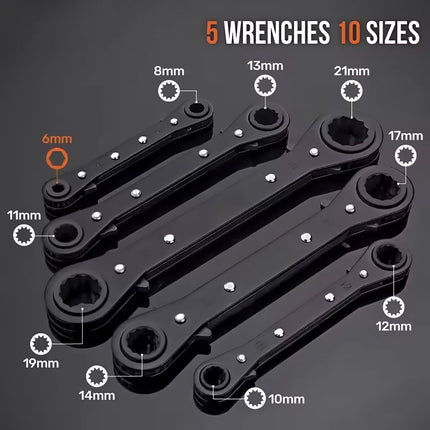 5PCS Double Head Quick Release Ratchet Wrench Set Durable for Garage Tool Kit