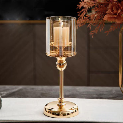 3PCS Light Luxury Style Candlestick Alloy and Glass Material Home Decor Durable