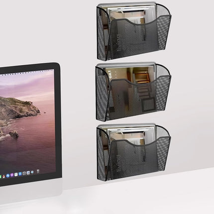 File Organizer Mesh Wall Mounted Rack Magazine Holder Storage Basket for Office