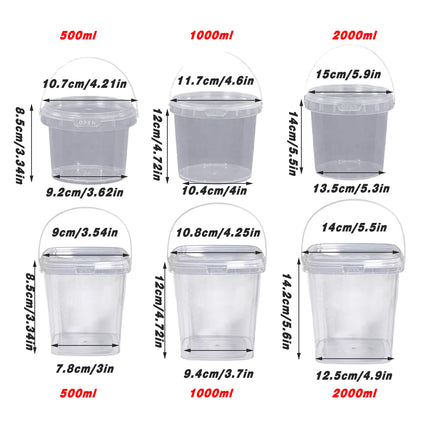 20pcs Plastic Round Bucket with Lid Transparent Portable Storage Gift Container