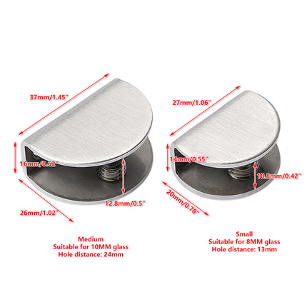 Glass Clamp Set 20PCS Stainless Steel Semi Circular Bracket Clips Shelf Panel
