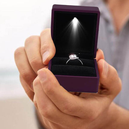 LED Light Jewellery Storage Box with Flip-Top Design for Ring