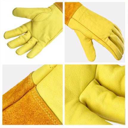 Long Cuff Cowhide Garden Gloves Protective Work Gloves for Gardening Pruning