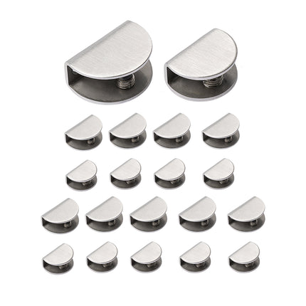 Glass Clamp Set 20PCS Stainless Steel Semi Circular Bracket Clips Shelf Panel