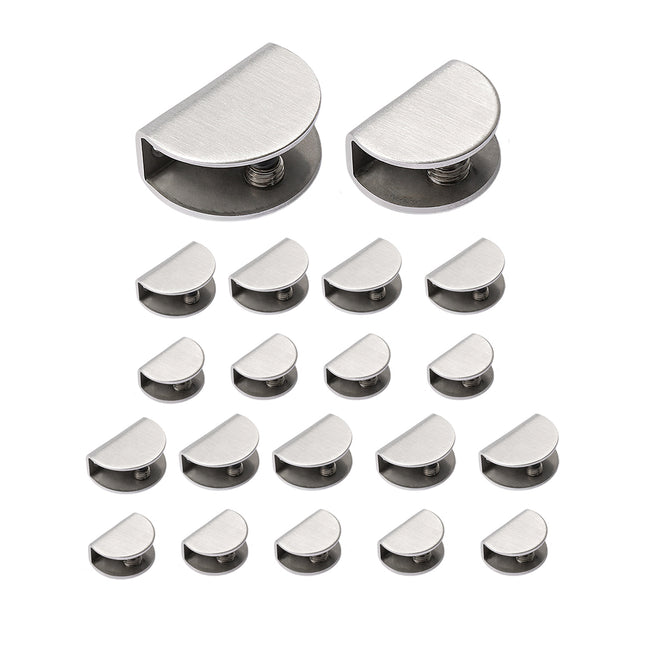 Glass Clamp Set 20PCS Stainless Steel Semi Circular Bracket Clips Shelf Panel