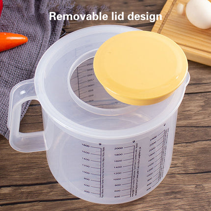 2.5L Plastic Baking Measuring Cup Splash Proof Graduated Mixing Bowl With Lid