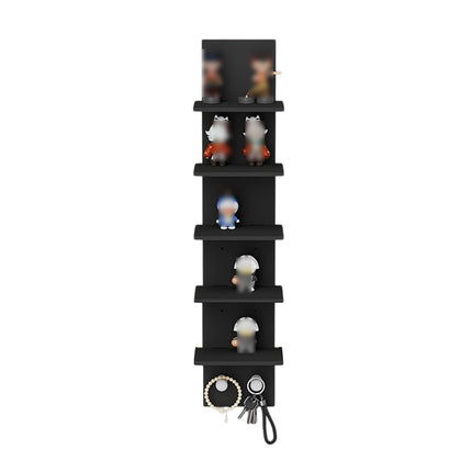5 Tier Wall-Mounted Shelf Black for Home Living Room Storage Use