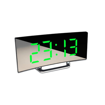 Electronic Alarm Clock LED Display Screen Curved Design Digital Clock Bedroom
