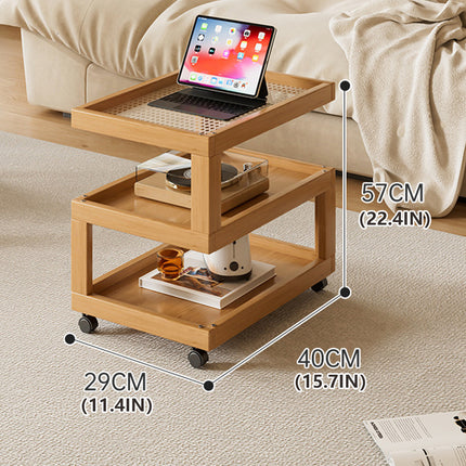 Mobile Coffee Table with Rolling Caster Wheels Versatile Living Room Side Table