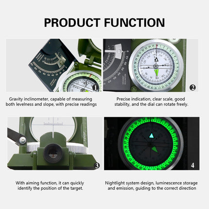 Outdoor High Precision Multi Function Compass Luminous for Hiking Camping Travel