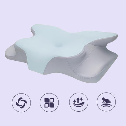 Memory Foam Neck Pillow Butterfly Contour Bolster 62 x 41cm Blue or Grey