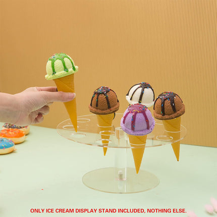 2PCS Clear Acrylic 16 Slot Ice Cream Cone Display Rack 25cm for Party Catering