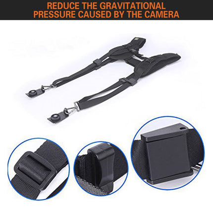 Professional Dual DSLR Camera Harness Adjustable Shoulder Sling Strap Belt