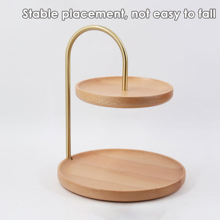 Two Layer Wooden Candy Tray Dessert Display Plate Stand Kitchen Storage Organizer