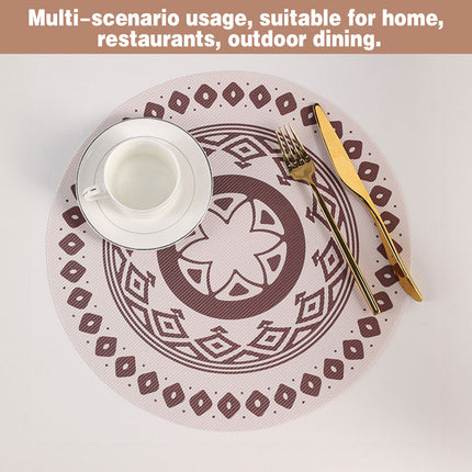 4PCS Bohemian Placemats Round Printed Table Mat Easy Clean Heat Resistant Dining