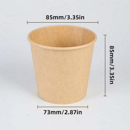 100PCS Kraft Paper Soup Bowl with Lid Round Fast Food Box Disposable Containers