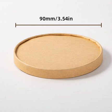 100PCS Kraft Paper Soup Bowl with Lid Round Fast Food Box Disposable Containers