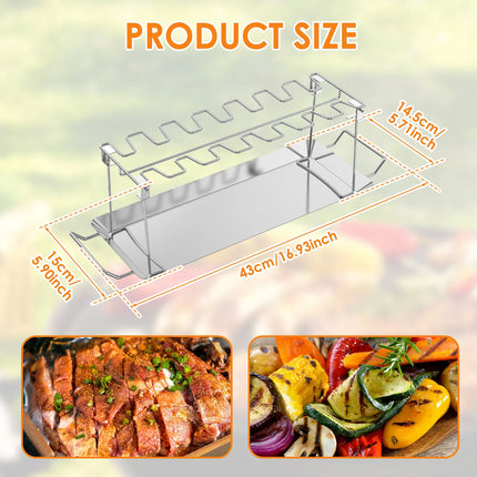 Folding Grilled Chicken Leg Plate Stainless Steel BBQ Grill Rack Outdoor Tool