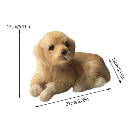 Simulation Golden Retriever Dog Model Leather Fur Home Decoration Ornament