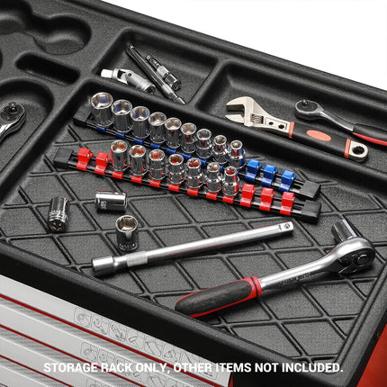 9PCS Socket Holder Rail Organizer 1/4 3/8 1/2 Inch for Garage Workshop Tool Use