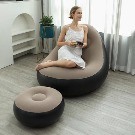 3pcs Inflatable Air Chair Seat Lazy Sofa Lounge Blow Up Ottoman Outdoor Couch