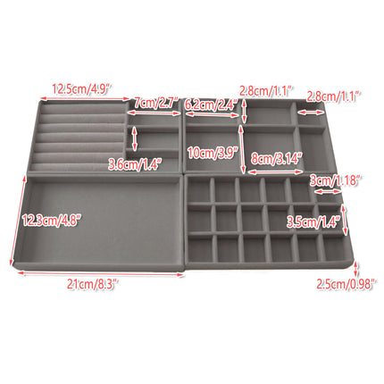 4PCS Jewelry Organizer Box Set Makeup Storage Tray for Rings Earrings Bracelets