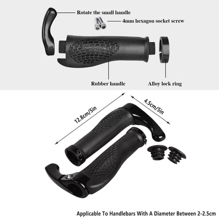 Mountain Bike Handlebar Grips Lock On Horn Style Grip Cover with Bar Ends Pair