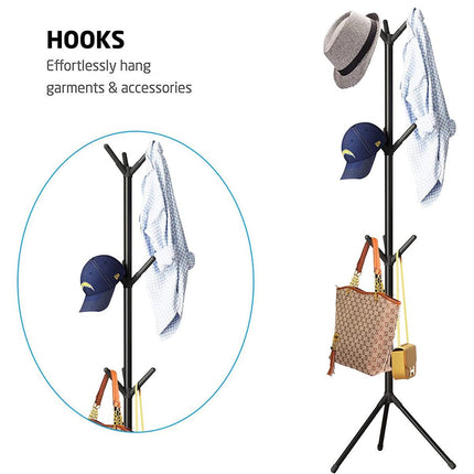 6Hooks Coat Stand Rack Clothes Hanger Hat Tree Jacket Umbrella Storage Organizer