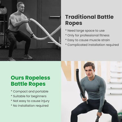 2PCS Fitness Cordless Resistance Training Rope Non Slip Handles Home Gym Workout