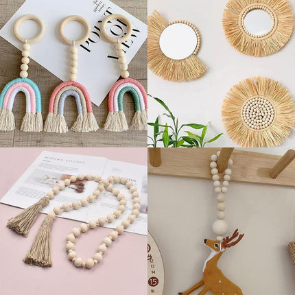 414pcs DIY Beading Kit Round Wooden Beads Set Craft Jewelry Supplies Home Decor