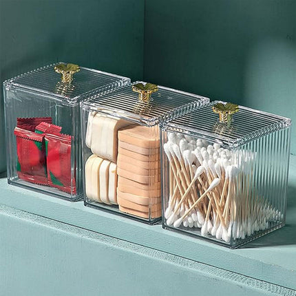 3PCS Transparent Storage Box Desktop Organiser Small Clear Container for Office
