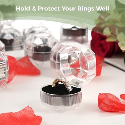 20pcs Acrylic Octagonal Jewelry Ring Earrings Box Transparent Display Cases