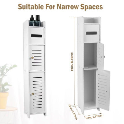 Narrow Bathroom Storage Cabinet Waterproof Multifunctional Toilet Vanity Storage