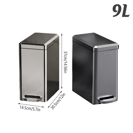 Kitchen Trash Can 9L Household Pedal Bin with Lid Large Capacity Waste Bucket
