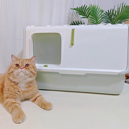 Large Fully Enclosed Cat Litter Box with Lid Odor Control Litter Pan for Cats
