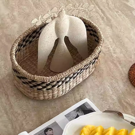 Straw Woven Storage Basket Storage Box For Home Bedroom Living Room Decorative